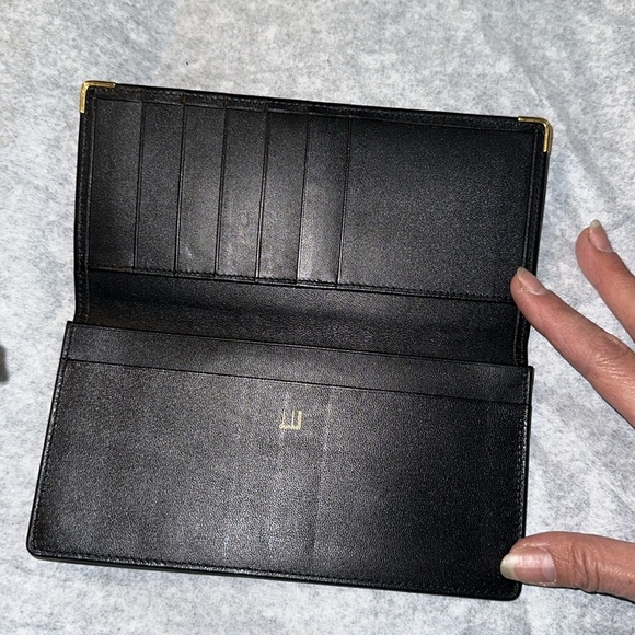Dunhill black wallet / checkbook holder with gold details and card slots - Picture 3 of 8